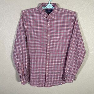 Vineyard Vines Shirt Mens Medium‎ Red Blue Slim Fit Tucker Lightweight Flannel